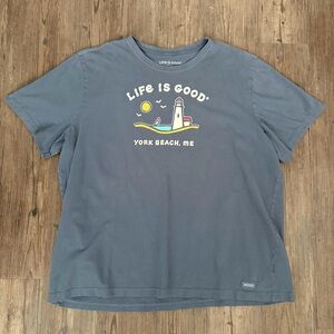 LIFE IS GOOD CRUSHER TEE LIFE IS GOOD YORK BEACH, ME T-SHIRT BLUE MEN’S XXXL